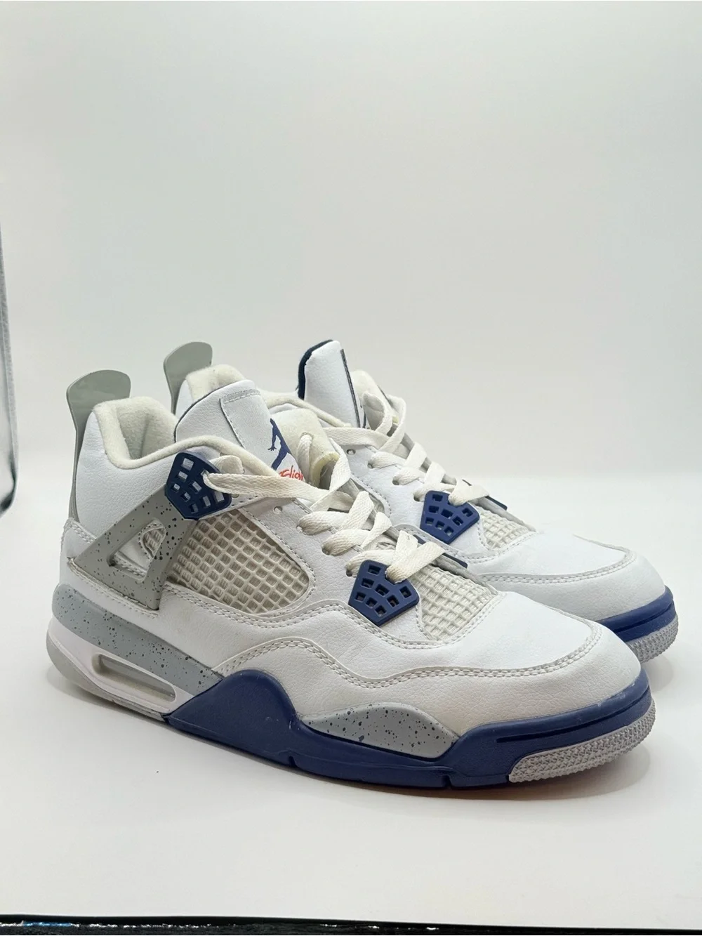 Jordan Retro 4 Midnite Navy White and Navy Blue Retro Sneakers